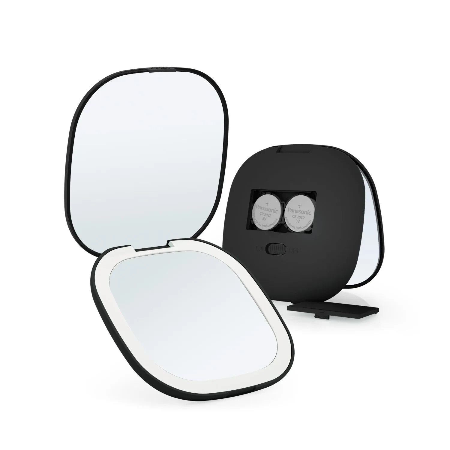 Ogledalo Smile LED dvostrano, 5X, Aku Usb C preklopno kvadratno 9 x 9 cm - Crno (X) - Slika 2