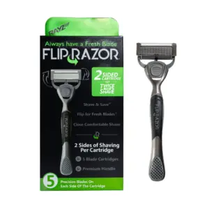Brijač Flip Razor + dvostrani žilet s 5 oštrica - Green