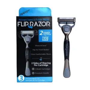 Brijač Flip Razor + dvostrani žilet s 3 oštrice - Blue