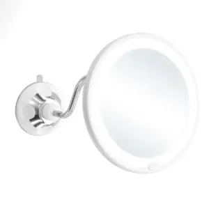 Ogledalo Smile LED 3 baterije, 10X, okruglo s vakumom 17 cm - Bijelo (X)