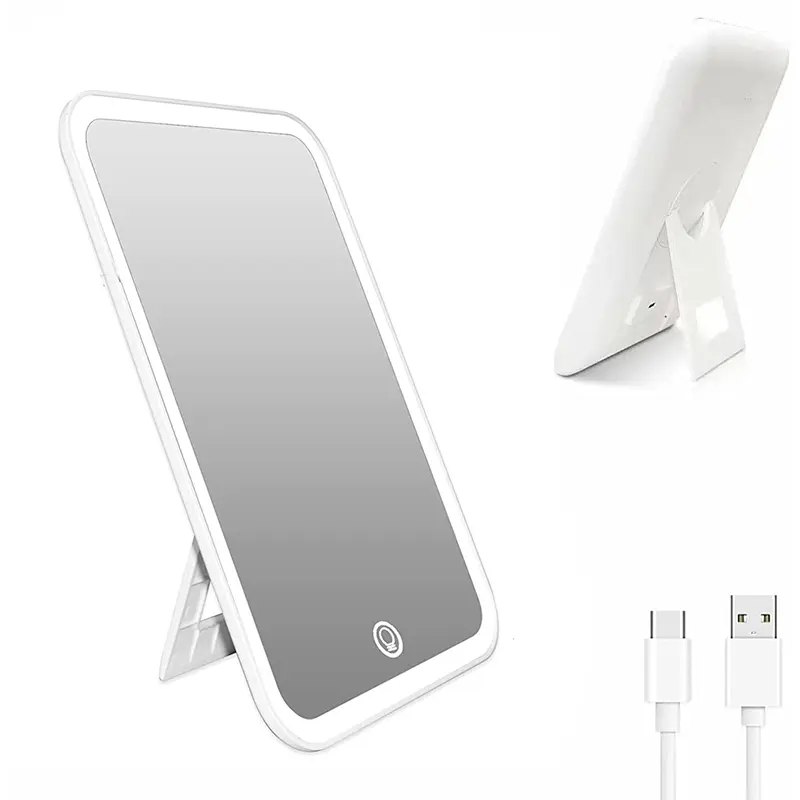 Ogledalo Smile LED 3 baterije + Usb C s postoljem 17 x 24 cm - Bijelo (X) - Slika 4