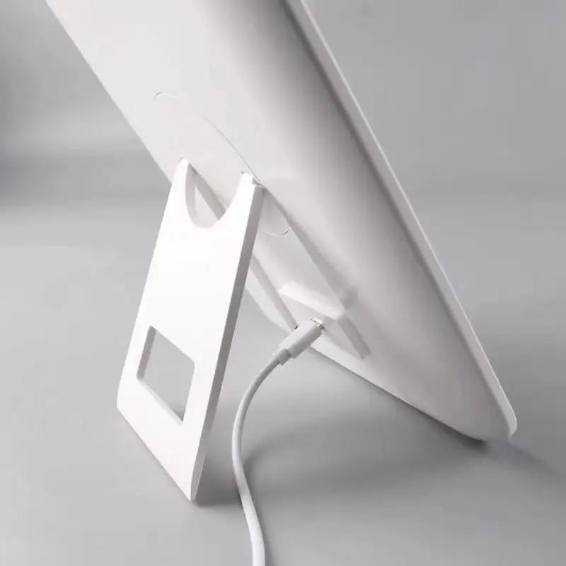 Ogledalo Smile LED 3 baterije + Usb C s postoljem 17 x 24 cm - Bijelo (X) - Slika 5