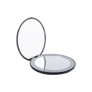 Ogledalo Smile LED na baterije, 2X, preklopno okruglo 9 cm - Crno (X)