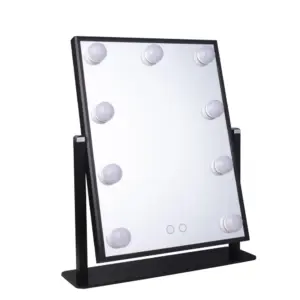 Ogledalo Smile Hollywood x 9 lampi Usb DC stolno 23 x 30 cm - Crno (N)