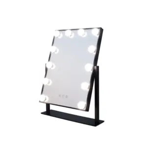Ogledalo Smile Hollywood x 12 lampi Usb DC stolno 36 x 47 cm - Crno