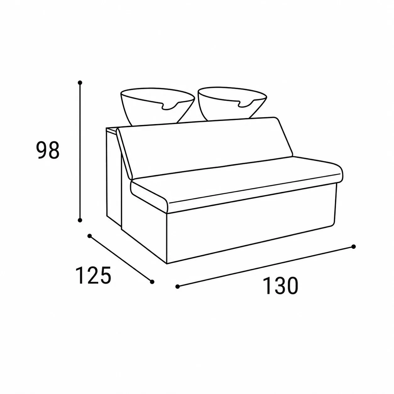 Glavoper sa stolicom Ayala Dupli Crni - Mali Sofa - Slika 2