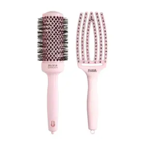 Četka za feniranje i četka za raščešljavanje Olivia Garden Pastel Pink - Set 2 u 1 (X)