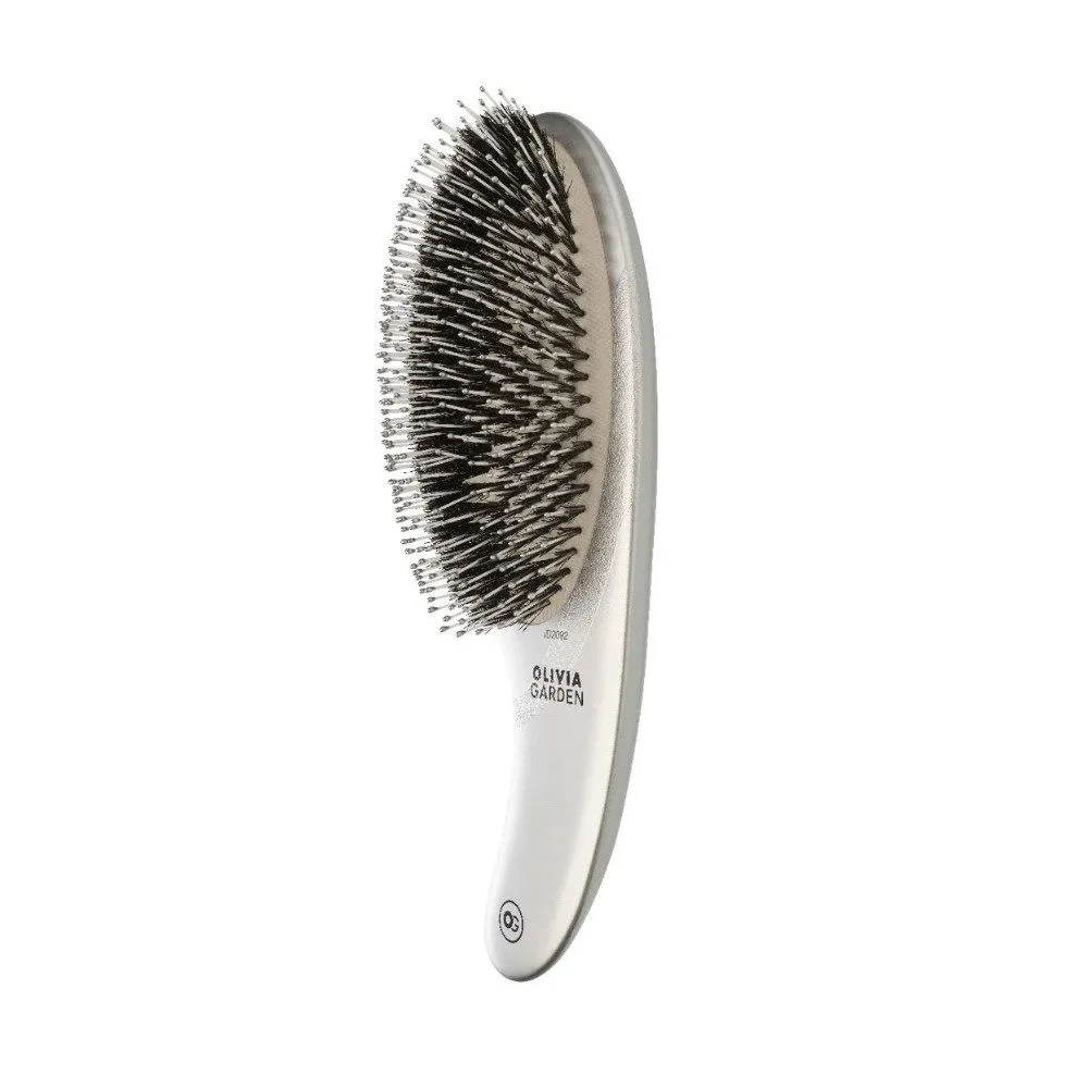 Četka za raščešljavanje Olivia Garden Expert Care Curve Boar Bristles - Silver - Slika 3