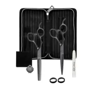 Makaze za šišanje Olivia Garden Silkcut Pro Matt Black Lijeve Set - 5,75'' + 6,35''