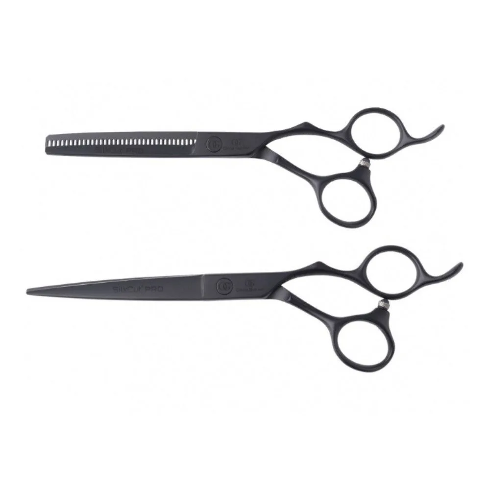Makaze za šišanje Olivia Garden Silkcut Pro Matt Black Set - 6,50'' + 6,35'' - Slika 2