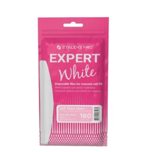 Turpija za nokte Staleks Expert Samoljlepljiva Soft White Polumjesec 180# - 30 kom