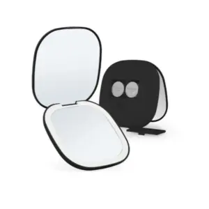 Ogledalo Smile LED na baterije, 5X, preklopno kvadratno 9 x 9 cm - Crno (X)