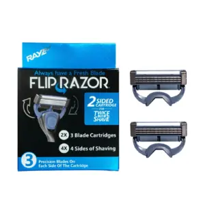 Žileti Flip Razor s 3 oštrice Refil 2 kom dvostrani - Blue