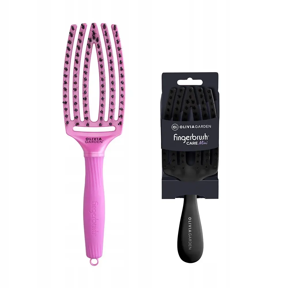 Četka za raščešljavanje Olivia Garden Fingerbrush Kids Mini - Black + Venus Pink (X)