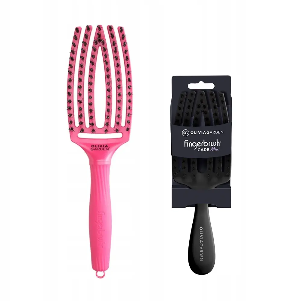 Četka za raščešljavanje Olivia Garden Fingerbrush Kids Mini - Black + Mars Red (X)