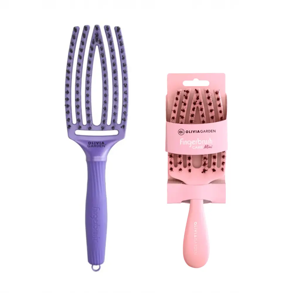 Četka za raščešljavanje Olivia Garden Fingerbrush Kids Mini - Pink + Neptun Indigo