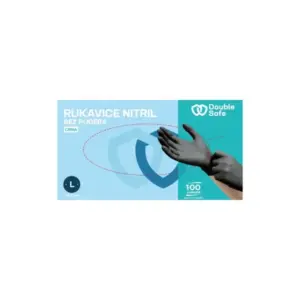 Rukavice Nitril Double Safe bez pudera Crne 100 kom - L