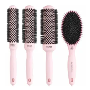 Četka za feniranje Olivia Garden Expert Blowout Shine Pastel Pink - Set 4 u 1