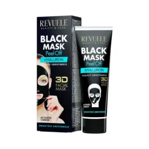Maska za lice sa aktivnim ugljenom Revuele Black Mask Peel-off 80 ml - Hyaluron