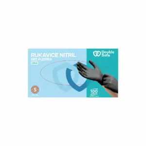 Rukavice Nitril Double Safe bez pudera Crne 100 kom - S