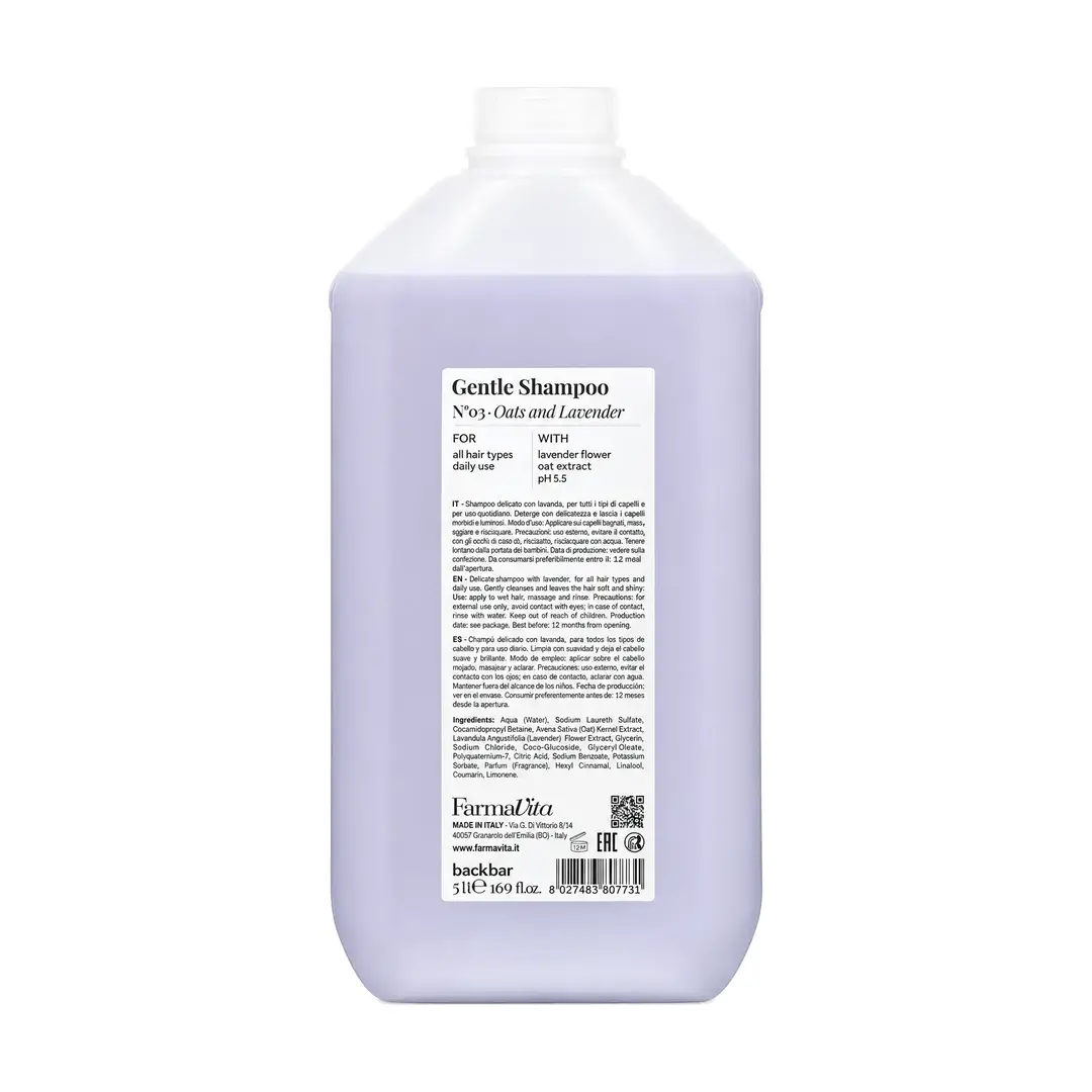 Šampon za sve tipove kose FarmaVita Backbar Zob i lavanda 5000 ml - Gentle