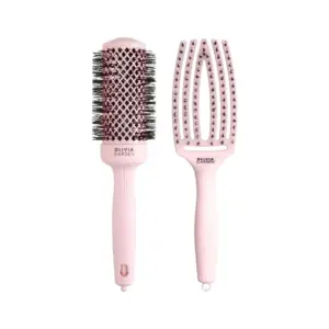 Četka za feniranje  i četka za raščešljavanje Olivia Garden Pastel Pink - Set  2 u 1 (X)